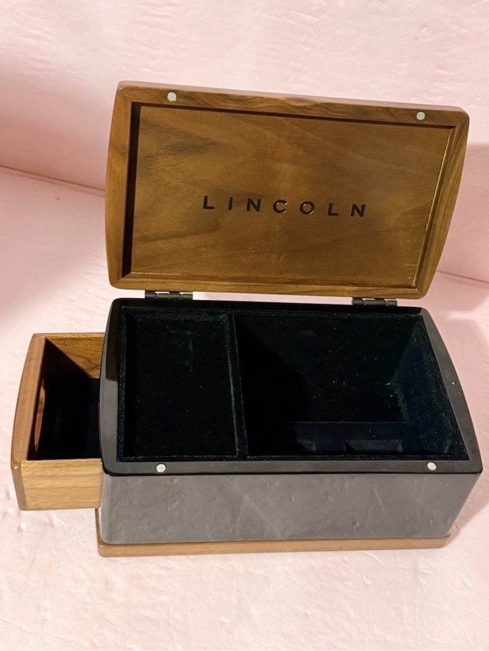 Men's Lincoln Wooden Valet Box in Brown and Black - Jewelry Box or Trinkets